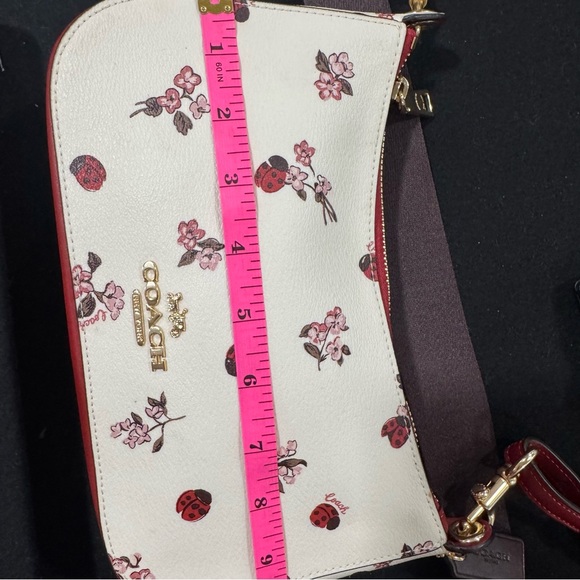 Coach Red and White Crossbody Bag with Floral and Ladybug Design - Picture 14 of 16
